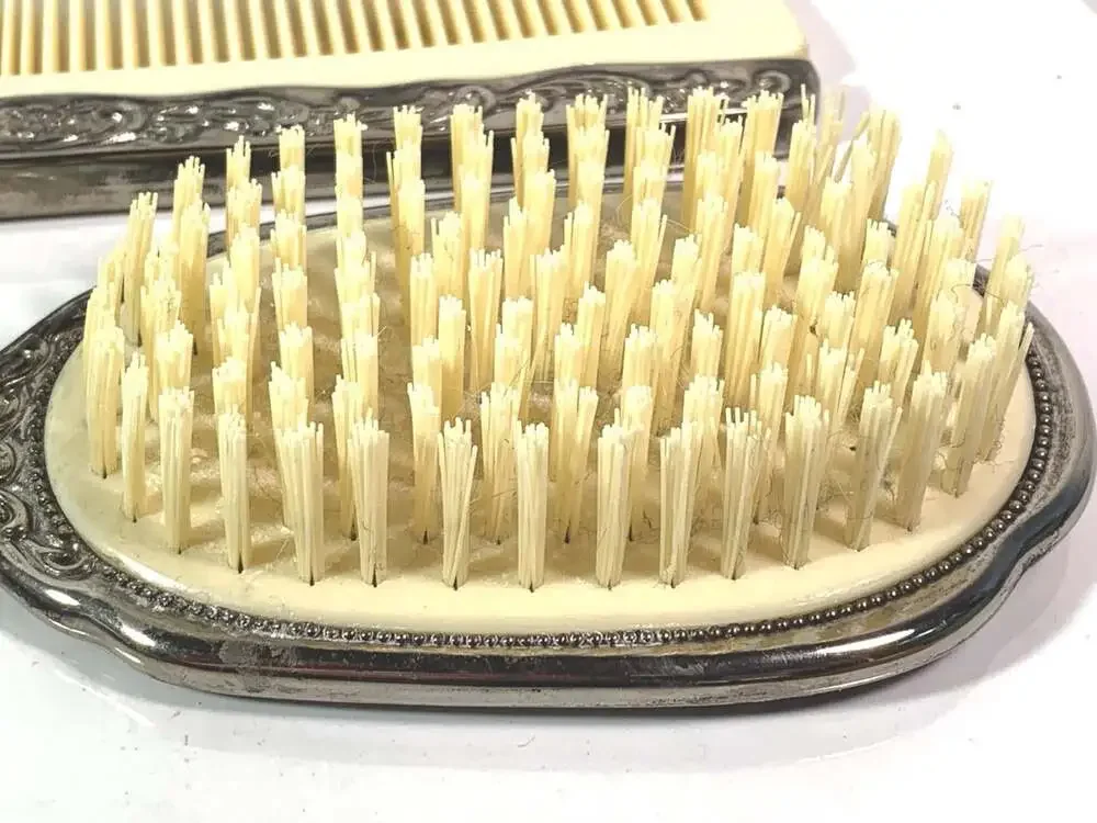 Vintage Vanity Silver Plate Comb and Brush